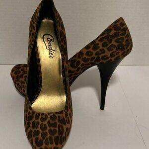 Candies Leopard Print Shoes with a 1" platform  stiletto pumps black heel 5"